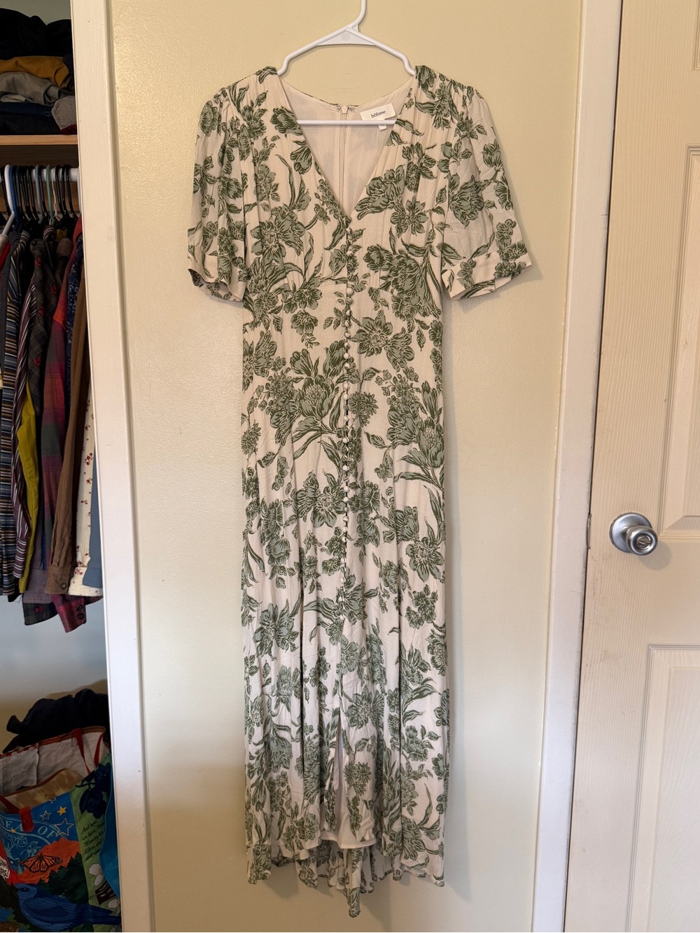 Bohme Lia Floral Midi Dress in Sage
